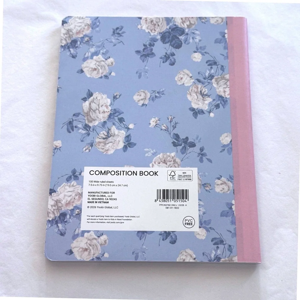 LoveShackFancy x Target Composition Book Notebook Floral Wide Ruled Blue Pink